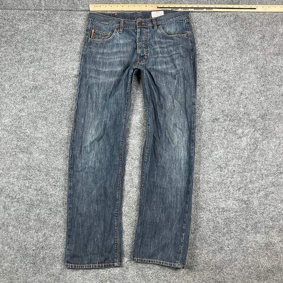 Hugo Boss Jeans Mens 34x32 Dark Wash Denim Comfort Fit Casual Designer Pants - Picture 1 of 9